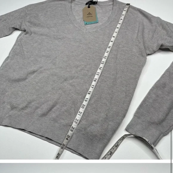 Prana Sweater Milani V Neck Waffle Grey Comfy Lounge Outdoor Hiking Gorp XL New - Picture 9 of 12